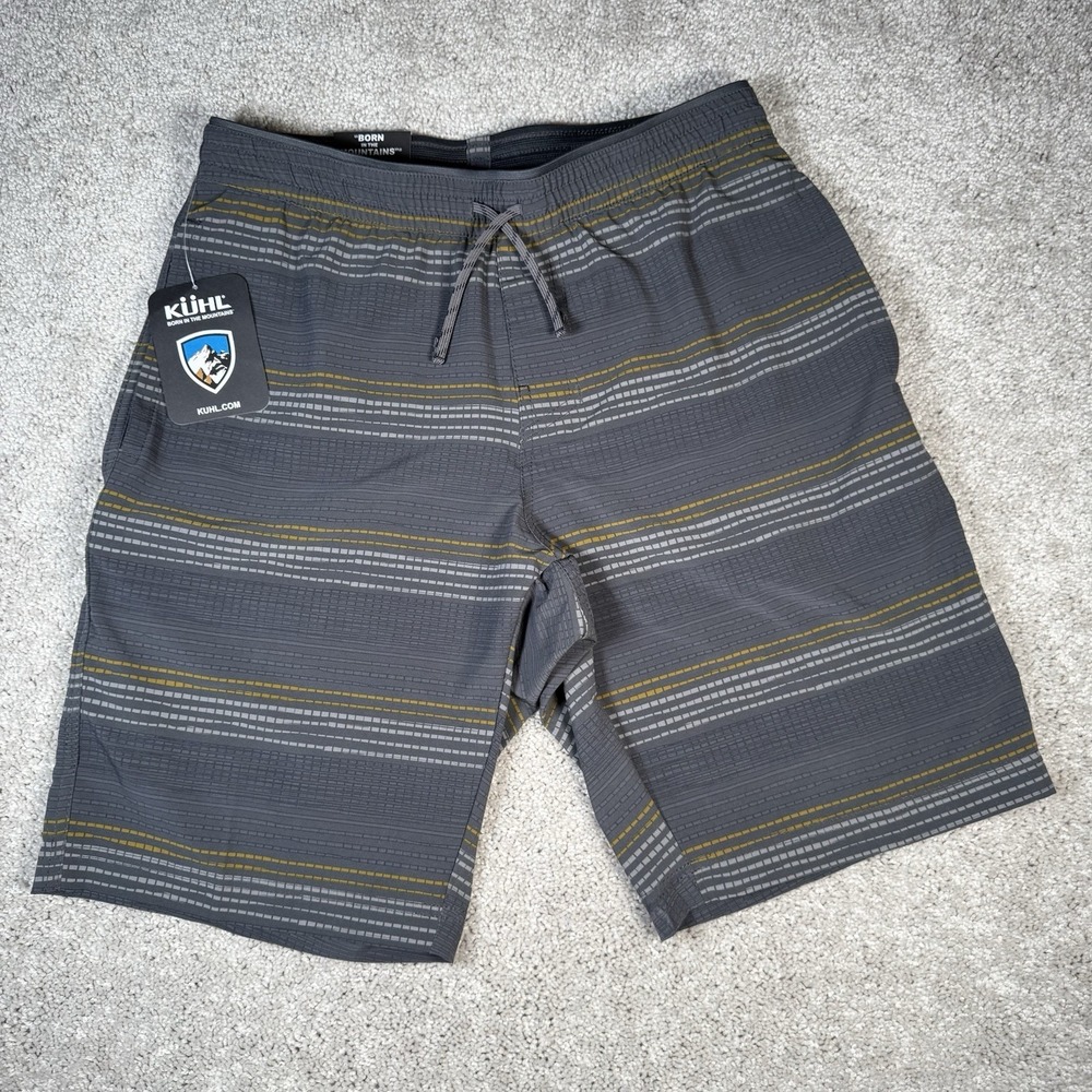 Kuhl Men's Small Vantage Shorts 10" Inseam Gray Carbon‎ Texture Stripe Hiking